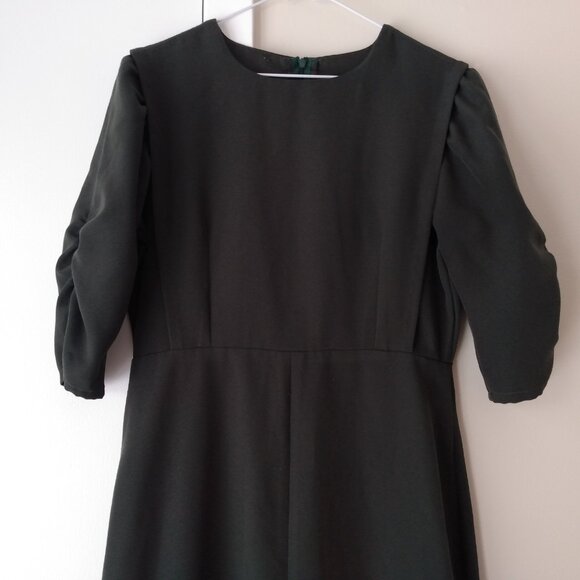 Amish Mennonite Cape Dress 38"B 30"W Handmade Modest Dark Green Fishtail Bottom - Picture 5 of 14